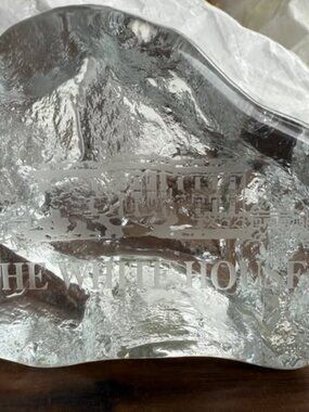 The White House Scandinavian Art Glass-Style (no MM) Etched Paperweight